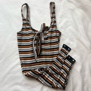 REVOLVE By the way. Yvette Tie Front Bodysuit in Navy Multi Stripe, Size: XS